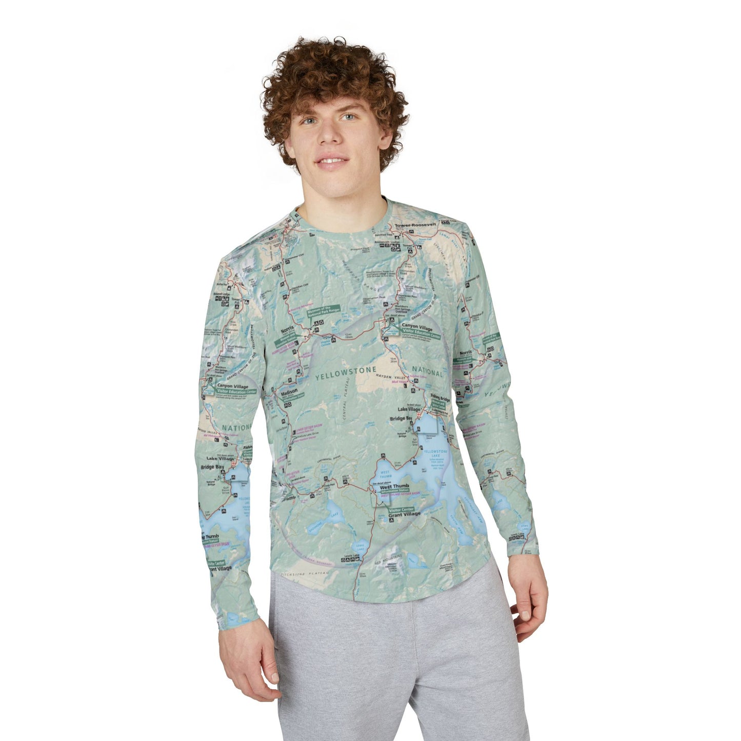 Yellowstone National Park Map Shirt β UV 50+ Protection, Lightweight Outdoor Adventure Wear