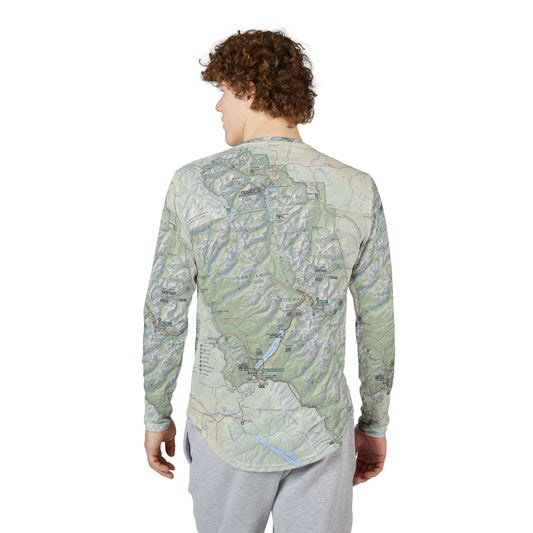 Long Sleeve Glacier National Park Map Shirt – UV Protection, Lightweight Adventure Wear