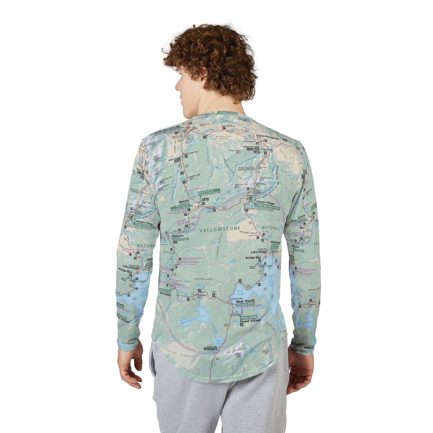 Yellowstone National Park Map Shirt β UV 50+ Protection, Lightweight Outdoor Adventure Wear