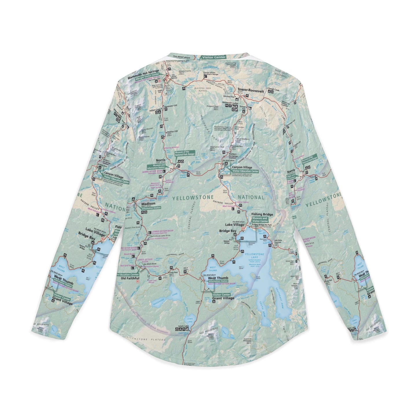 Yellowstone National Park Map Shirt β UV 50+ Protection, Lightweight Outdoor Adventure Wear