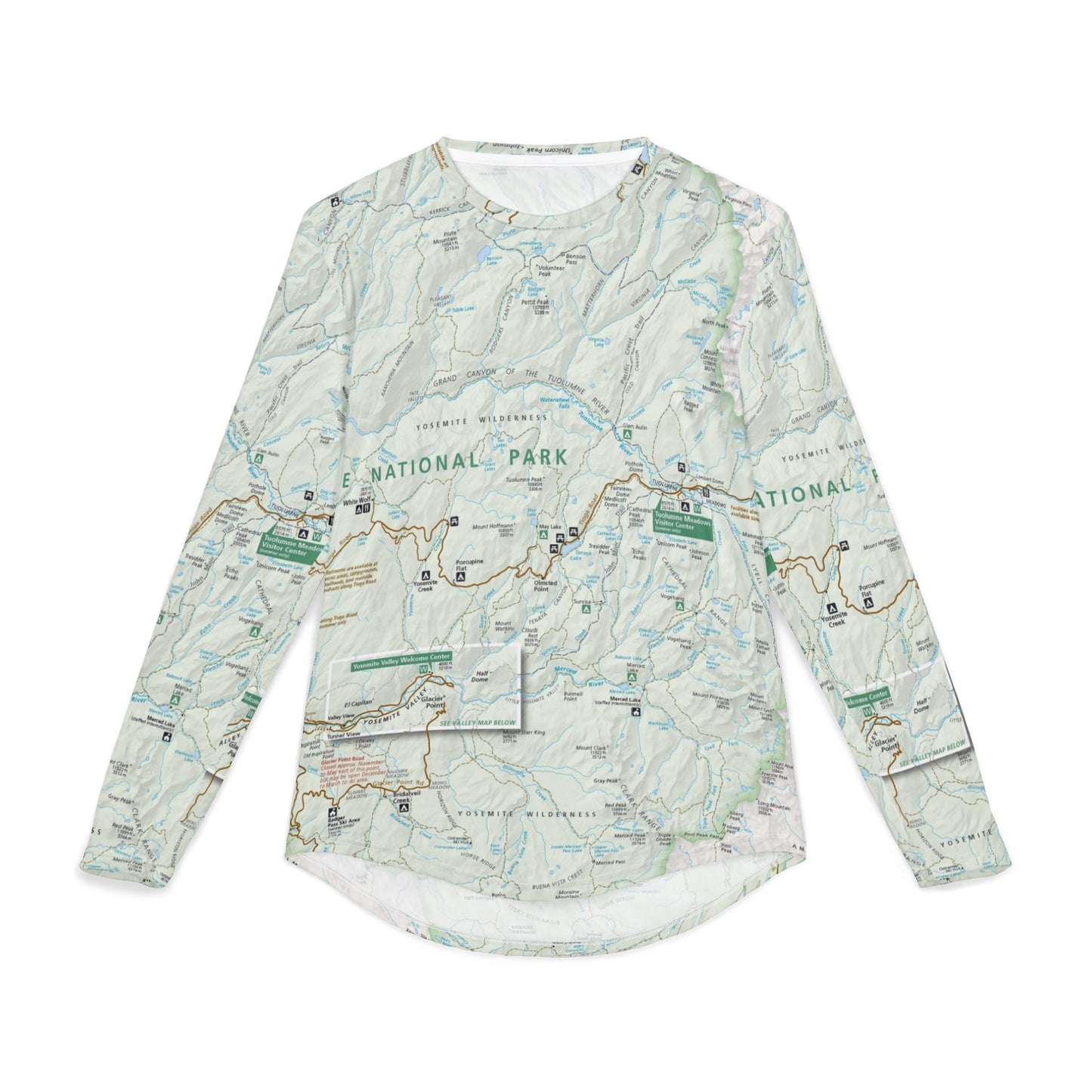 Uv protection long sleeve shirt - Yosemite National Park Map Long Sleeve UV Protection Shirt