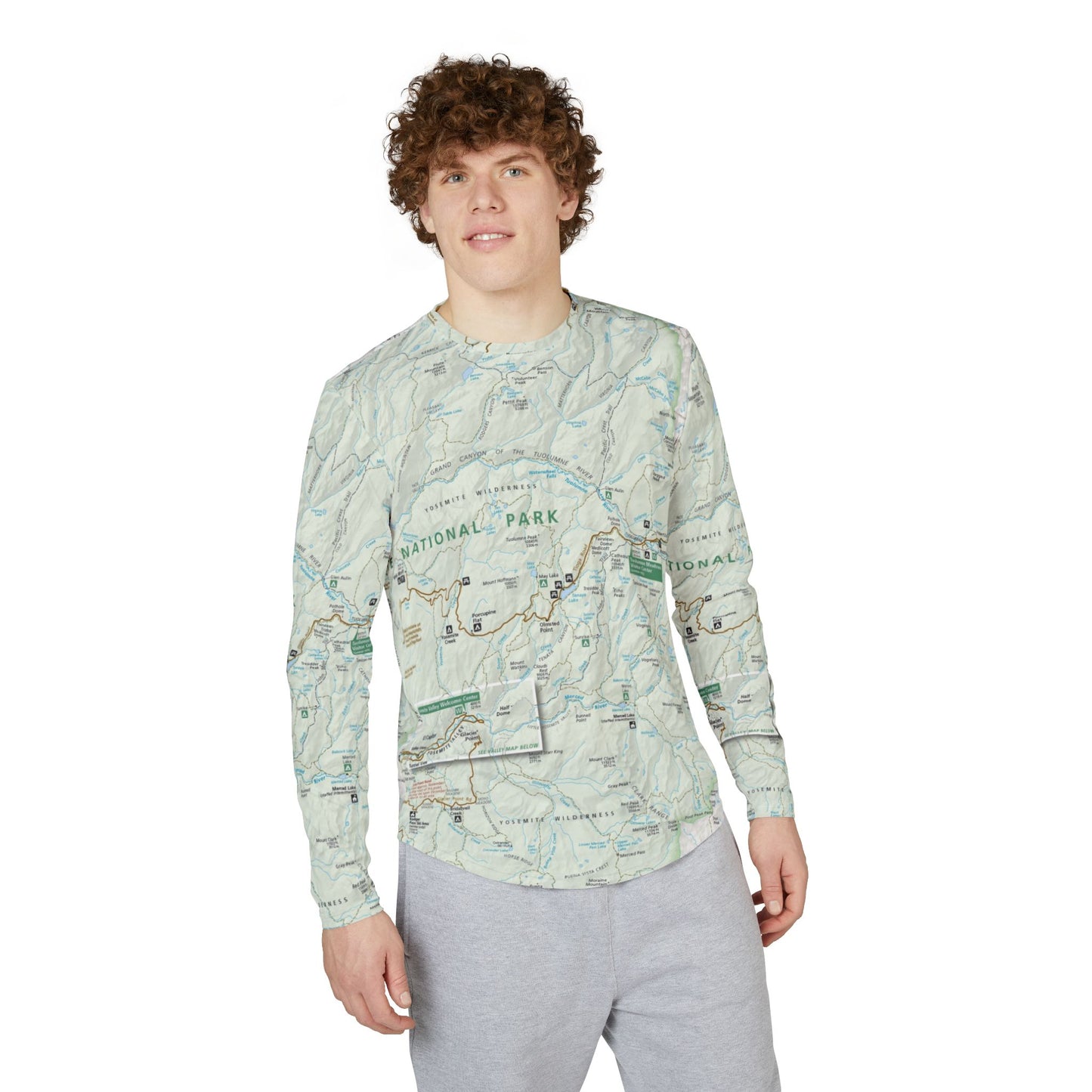Uv protection long sleeve shirt - Yosemite National Park Map Long Sleeve UV Protection Shirt