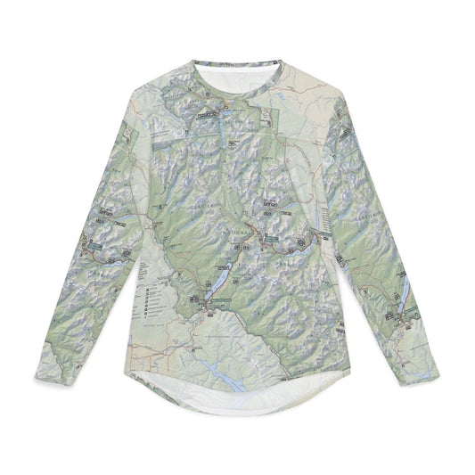 Long Sleeve Glacier National Park Map Shirt – UV Protection, Lightweight Adventure Wear
