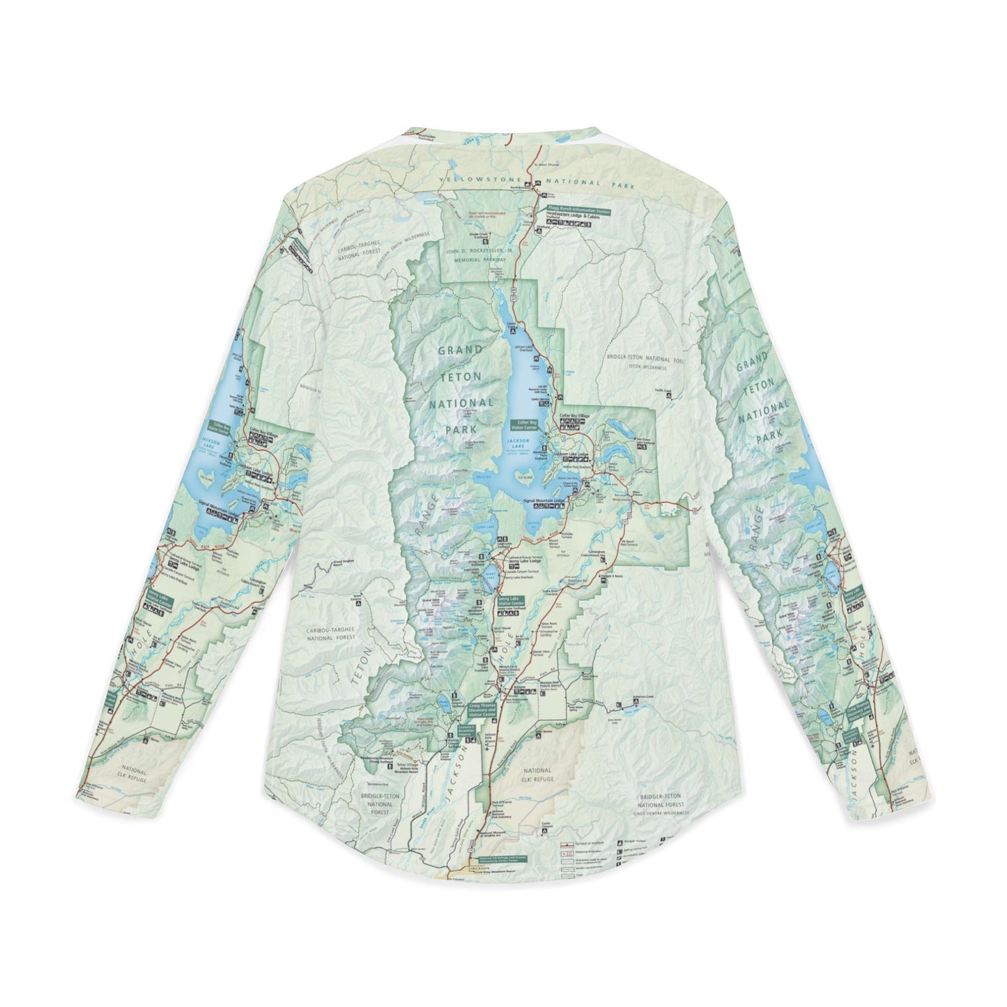 Long Sleeve Shirt - Grand Teton National Park Map Design